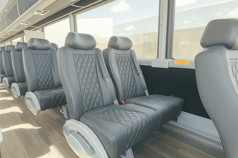 interior of Baltimore Minibus Company charter bus