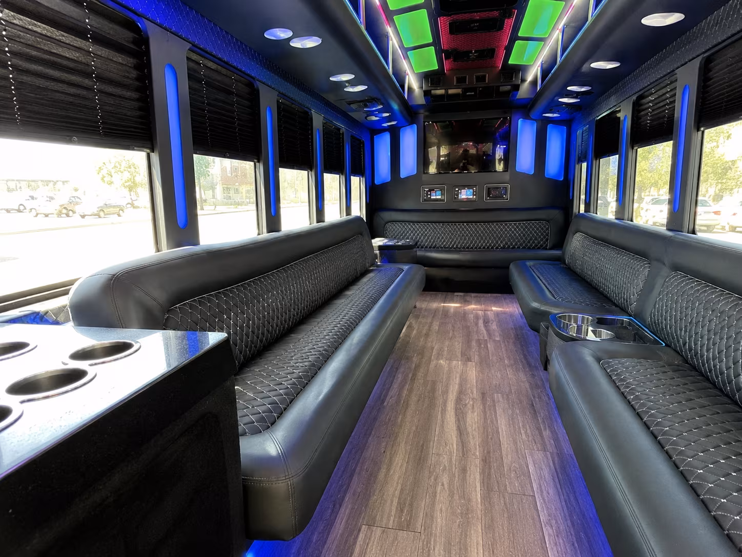 baltimore 15 passenger party bus inside