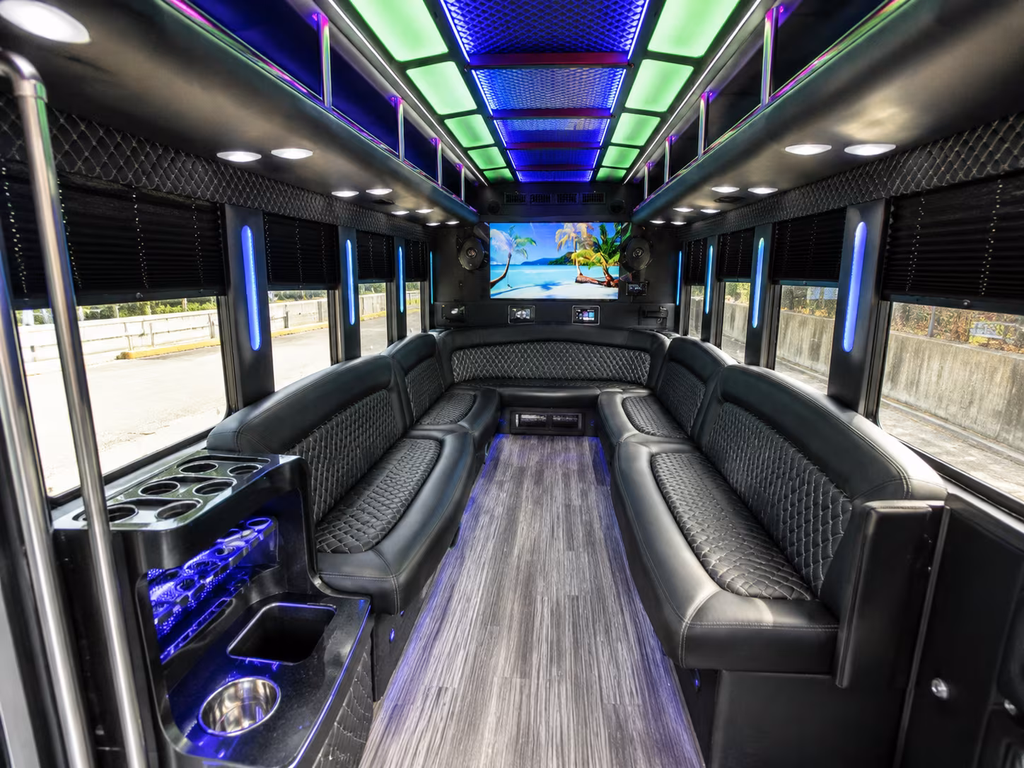 baltimore 18 passenger party bus inside
