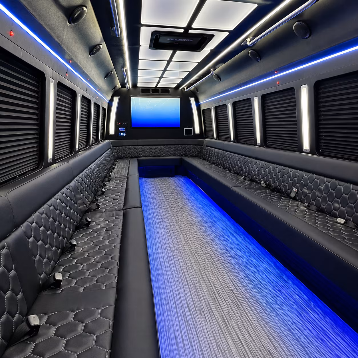 baltimore 50 passenger party bus inside